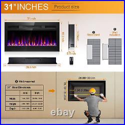 Barpecyou 31 Inch Electric Fireplace Wall Mounted Electric Fireplace Inserts