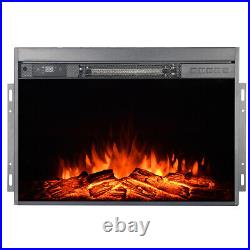Barton 1500W Black Electric Firebox Fireplace Heater Insert Glass Panel