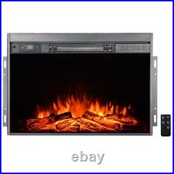 Barton 1500W Black Electric Firebox Fireplace Heater Insert Glass Panel