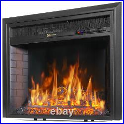 Barton Electric Fireplace Insert Flame Stove Adjustable Flame Timer Firebox Logs