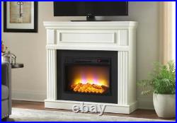 Beautiful Electric Fireplace 40 WHITE Mantel Freestanding Heater Remote Control
