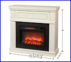 Beautiful Electric Fireplace 40 WHITE Mantel Freestanding Heater Remote Control