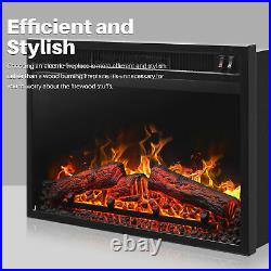 Black 23 1400W Embedded Fireplace Electric Insert Heater Indoor Energy Saving