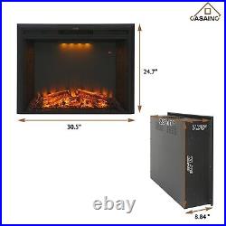 CASAINC 28'' Electric Fireplace Insert LED Low Noise withThermostat Heater Timer