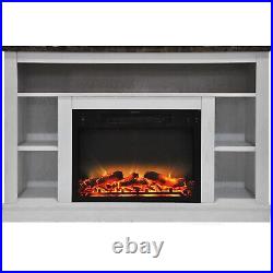 Cambridge 47 Electric Fireplace with Enhanced Log Insert and White Mantel