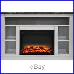 Cambridge 47 In. Electric Fireplace with Enhanced Log Insert and White Mantel