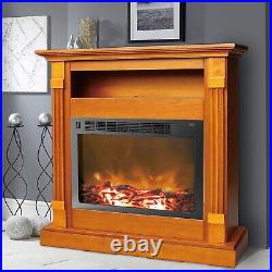Cambridge Sienna 34 Electric Fireplace with 1500W Log Insert and Teak Mantel