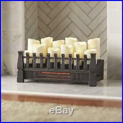 Candle Electric Fireplace Insert 20 in. LED Rustic Infrared Heater Plug-In Black
