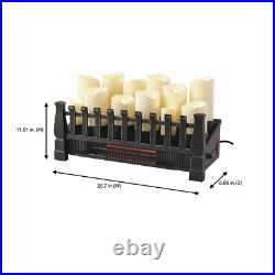 Candle Electric Fireplace Insert Brindle Flame 20 in. Infrared Heater Zone Heat