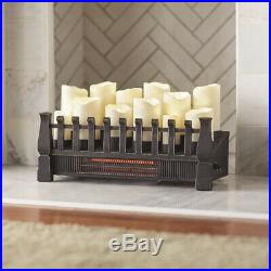 Candle Electric Fireplace Insert Brindle Flame 20 in. Infrared Heater Zone Heat
