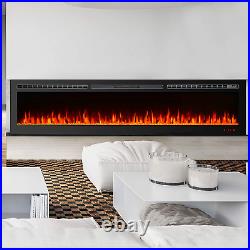 Charavector 100 Inches Electric Fireplace Recessed Insert Fireplaces Wall Mounte