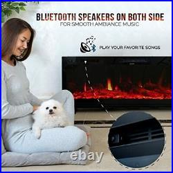 Chic&Cozy Electric Fireplace Insert 60 Wall Mounted Recessed Or Base Legs