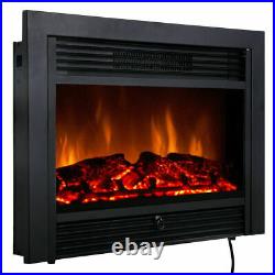Christmas 28.5 Fireplace Electric Embedded Insert Heater Glass Log Flame Remote