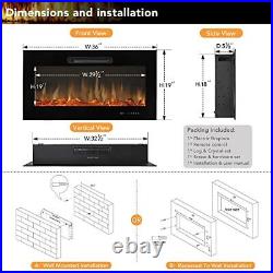 Circrane 36 Recessed Mounted Electric Fireplace 750-1500W Insert Electric He