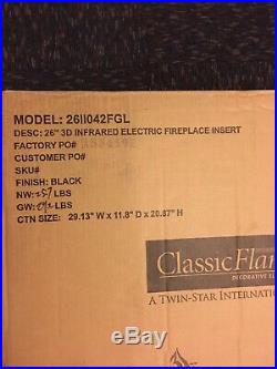 Classic Flame 26 3D Electric Fireplace Insert 26II042FGL + 29W X 11D X 20 H