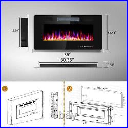 Contemporary Electric Fireplace Insert Wall Mount Heater multicolor Flame 1500W