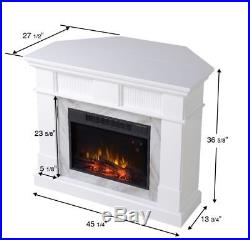 Corner Fireplace Heater Insert Electric TV Stand White Mantel Media Console 45