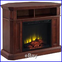 Corner TV Stand Fireplace Electric Adjustable Insert Heater Wooden Mantle Remote