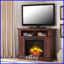 Corner TV Stand Fireplace Electric Adjustable Insert Heater Wooden Mantle Remote