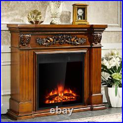 Costway 22.5 Electric Fireplace Insert Freestanding And Recessed Heater Log