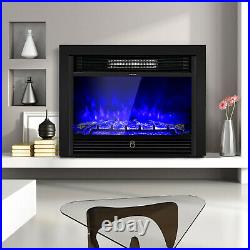 Costway 28.5 Electric Fireplace Embedded Insert Heater Glass Log Flame Remote
