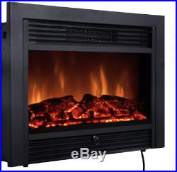 Costway 28.5 Fireplace Electric Embedded Insert Heater Glass Log Flame Remote