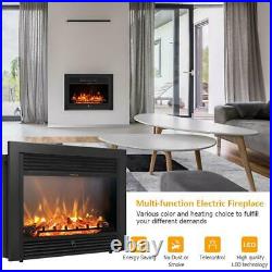 Costway 28.5 Fireplace Electric Embedded Insert Heater Glass Log Flame Remote