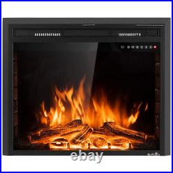 Costway 30'' 750W-1500W Fireplace Electric Embedded Insert Heater Glass Log