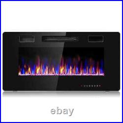 Costway 36'' Electric Fireplace Recessed Ultra Thin Wall-Mounted Heater withMultic