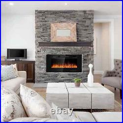 Costway 36'' Electric Fireplace Recessed Ultra Thin Wall-Mounted Heater withMultic