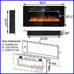 Costway 36'' Electric Fireplace Recessed Ultra Thin Wall-Mounted Heater withMultic