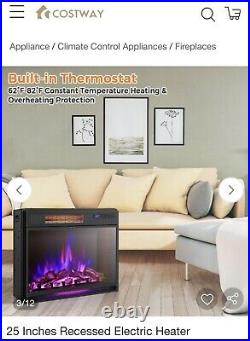 Costway EP24790 Electric Fireplace Insert Freestanding and Recessed Heater Log