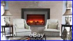 Deep Insert Electric 30 Fireplace with Black Steel Surround & Overlay
