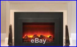 Deep Insert Electric 34 Fireplace with Black Steel Surround & Overlay