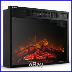 Della Embedded Fireplace Electric Insert Heater Glass View Log Flame 1400 Watts