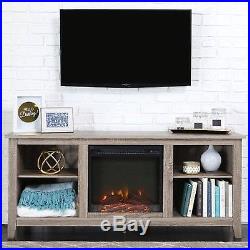 Driftwood TV Stand with Fireplace Insert for TVs up to 60 Grey Electric Heater