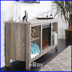 Driftwood TV Stand with Fireplace Insert for TVs up to 60 Grey Electric Heater