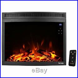 E-Flame USA Edmonton 28-inch Curved LED Electric Fireplace Stove Insert with Rem