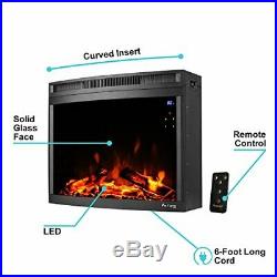 E-Flame USA Edmonton 28-inch Curved LED Electric Fireplace Stove Insert with Rem