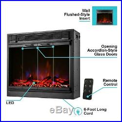 E-Flame USA Montreal LED Electric Fireplace Stove Insert Remote Control 26-in