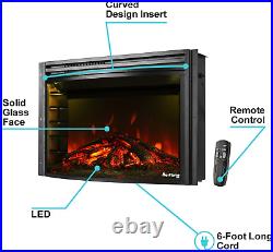 E-Flame USA Quebec 27-Inch Electric Fireplace Stove Insert with Remote 3-D Log