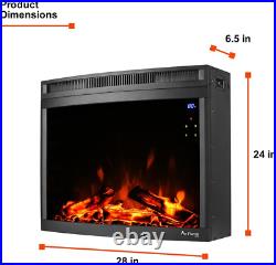 Edmonton 28-Inch Curved LED Electric Fireplace Stove Insert with Remote 3-D Lo