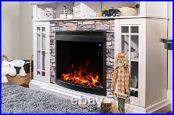 Edmonton 28-Inch Curved LED Electric Fireplace Stove Insert with Remote 3-D Lo