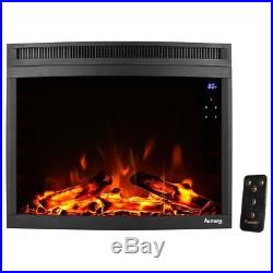 Edmonton LED Electric Fireplace Stove Insert Curved by e-Flame USA 28-inches