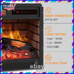 Electric 22 Fireplace Insert Infrared Quartz Stove Heater Remote Control 1500W