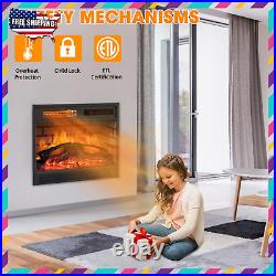 Electric 22 Fireplace Insert Infrared Quartz Stove Heater Remote Control 1500W