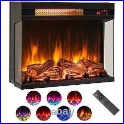 Electric 23 3-Sided Fireplace Insert Heater 1500W withThermostat & Remote Control