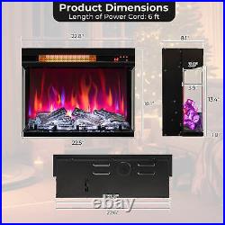 Electric 23 3-Sided Fireplace Insert Heater 1500W withThermostat & Remote Control