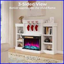 Electric 23 3-Sided Fireplace Insert Heater 1500W withThermostat & Remote Control