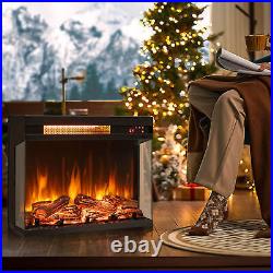 Electric 23 3-Sided Fireplace Insert Heater 1500W withThermostat & Remote Control